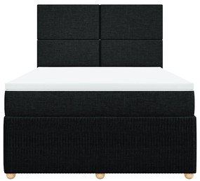 Κρεβάτι Boxspring με Στρώμα Μαύρο 160x200 εκ. Υφασμάτινο - Μαύρο