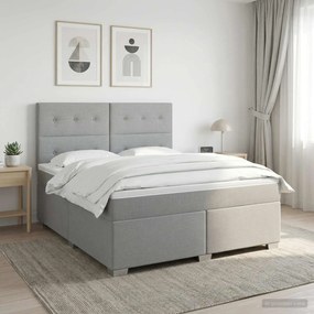 vidaXL Κρεβάτι box spring με στρώμα Ανοιχτό γκρι 180 x 200 cm Ύφασμα