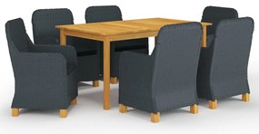 vidaXL Σετ Τραπεζαρίας Κήπου 7 Τεμαχίων Σκούρο Γκρι