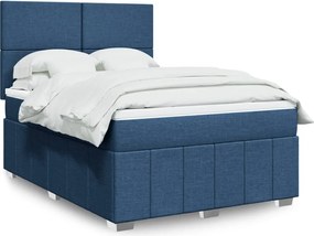 vidaXL Κρεβάτι Boxspring με Στρώμα Μπλε 160x200 εκ. Υφασμάτινο