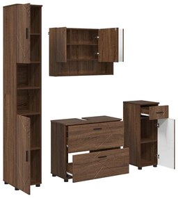 vidaXL Σετ Επίπλων Μπάνιου με ράφι 4 pcs Καφέ δρυς 30 x 35 x 192 εκ.