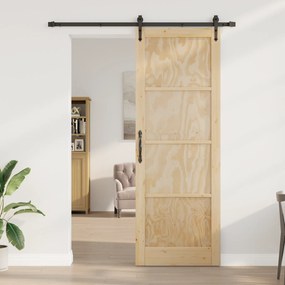 vidaXL Συρόμενη Πόρτα με Εξαρτήματα 83x232 εκ. Μασίφ Ξύλο Πεύκου