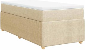 vidaXL Κρεβάτι Boxspring με Στρώμα Κρεμ 100 x 200 εκ. Υφασμάτινο