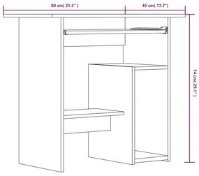 Γραφείο Γκρι Sonoma 80 x 45 x 74 εκ. από Επεξεργασμένο Ξύλο - Γκρι