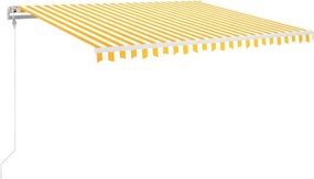 vidaXL Τέντα Συρόμενη Αυτόματη Κίτρινο / Λευκό 400 x 350 εκ.
