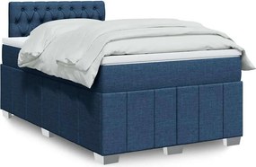 vidaXL Κρεβάτι Boxspring με Στρώμα Μπλε 120x200 εκ. Υφασμάτινο