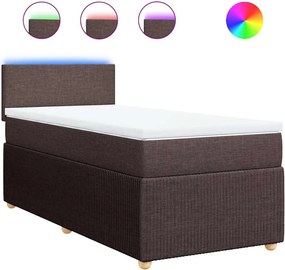 vidaXL Κρεβάτι Boxspring με Στρώμα Σκούρο Καφέ 80x200 εκ. Υφασμάτινο