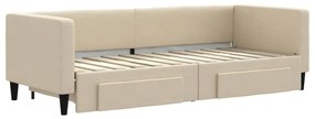 vidaXL Καναπές Κρεβάτι Συρόμενος Κρεμ 80x200 εκ Υφασμάτινος &amp; Συρτάρια