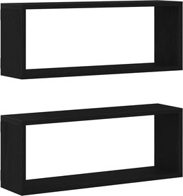 vidaXL Ράφια Τοίχου Επιτοίχιο 2 pcs Μαύρη Οξυά 60 x 15 x 23 cm