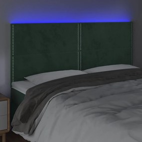 vidaXL Κεφαλάρι Κρεβατιού LED Σκούρο Πράσινο 180x5x118/128 εκ.