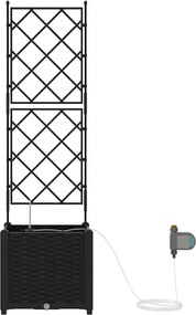 vidaXL Γλάστρα Κήπου Μαύρο 40 x 40 x 142 cm PP