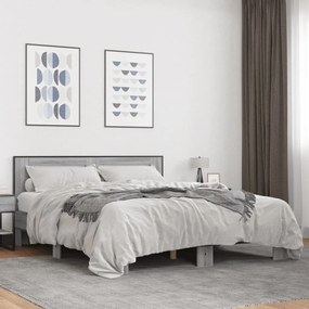 vidaXL Πλαίσιο Κρεβατιού Γκρι Sonoma 150x200 εκ. Επεξ. Ξύλο &amp; Μέταλλο