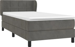 vidaXL Κρεβάτι Boxspring με Στρώμα Σκούρο Γκρι 80x200 εκ. Βελούδινο