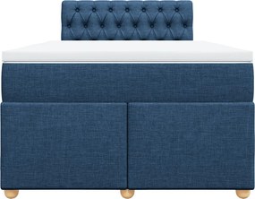 vidaXL Κρεβάτι Boxspring με Στρώμα Μπλε 120x190 εκ. Υφασμάτινο