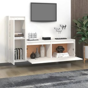vidaXL Έπιπλα Τηλεόρασης 2 τεμ. Λευκά από Μασίφ Ξύλο Πεύκου