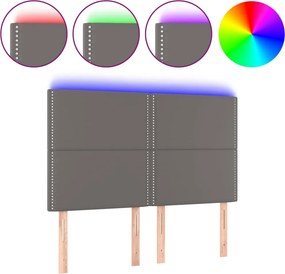 vidaXL Κεφαλάρι Κρεβατιού LED Γκρι 144x5x118/128 εκ