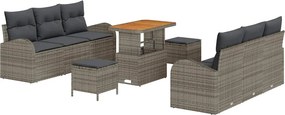 vidaXL Σετ Καναπέ Κήπου με μαξιλάρι 9 pcs Γκρι συνθετικό ρατάν