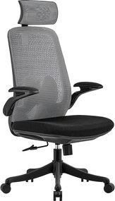 BF3950 Πολυθρόνα Γραφείου Διευθυντή, Mesh Γκρι, Ύφασμα Μαύρο   1τμχ