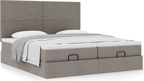 vidaXL Οθωμανικό κρεβάτι με στρώματα Taupe 200x200cm ύφασμα