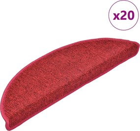 vidaXL Πατάκια Σκαλιών 20 τεμ. Κόκκινα Ημίκυκλα 56x17x3 εκ.