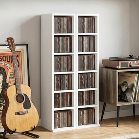 204 Ράφια αποθήκευσης CD Σετ 2, Blu-Ray Tower Stand με ρυθμιζόμενα ράφια, Organizer ραφιών, Λευκό
