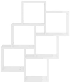 Ραφιέρα Τοίχου με Κύβους Γυαλιστ. Λευκό 78x15x93 εκ Μοριοσανίδα - Λευκό