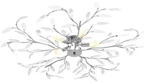 vidaXL Φωτιστικό Οροφής Λευκό με Ακρυλ. Κρυστάλ. Φύλλα 5 Λαμπτήρες Ε14