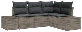 vidaXL Σετ Καναπέ Κήπου 4 pcs Γκρι Πολυ ράταν