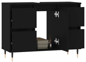 vidaXL Ντουλάπι Μπάνιου Μαύρο 80 x 33 x 60 εκ. από Επεξεργασμένο Ξύλο