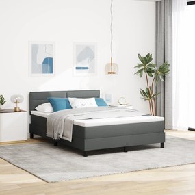vidaXL Σκούρο Γκρι Κρεβάτι με Μοχλό και Στρώμα 140x200 εκ. Ύφασμα