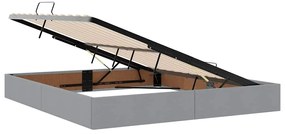 vidaXL Κρεβάτι με αποθηκευτικό χώρο και LED Ανοιχτό γκρι 160 x 200 cm