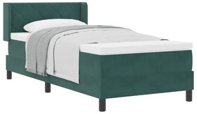 vidaXL κρεβάτι Box Spring με στρώμα  Σκούρο Πράσινο 90x190 εκ. Βελούδο