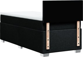 vidaXL Κρεβάτι Boxspring με Στρώμα Μαύρο 90x190 εκ.Υφασμάτινο