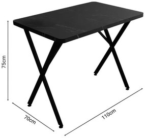 Τραπέζι Zeryin μαύρο μελαμίνης-μαύρο μέταλλο 70x110x75εκ 110x70x75 εκ.