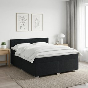 vidaXL Κρεβάτι box spring με στρώμα Μαύρο 160 x 200 cm Ύφασμα