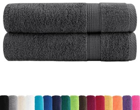 vidaXL Πετσέτες Μπάνιου Premium SOLUND 2 τεμ. Ανθρακί 100x150 εκ. 600 γρ./μ²