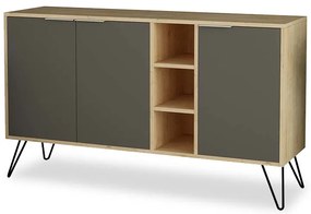 Μπουφές Clara pakoworld χρώμα light oak-ανθρακί 142x35.5x83εκ