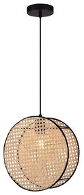 Φωτιστικό Οροφής Gheisa 4267800 30x133,5cm 1xE27 40W Natural-Black Viokef Rattan,Ατσάλι