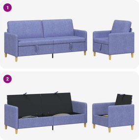 vidaXL Σαλονάκι Σετ Με Αποθηκευτικό Χώρο 2 pcs Μπλε τζην Πολυεστέρας
