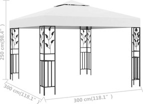 vidaXL Κιόσκι Λευκό 3 x 3 μ. 180 γρ./μ²