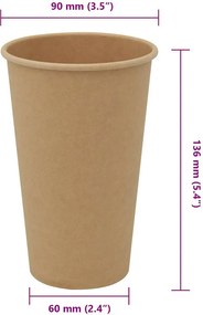 vidaXL Χάρτινα κύπελλα καφέ 1000 τεμάχια 16oz 400ml καφέ