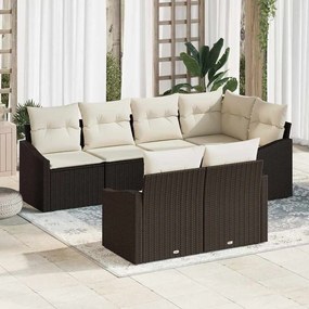 vidaXL Σετ Καναπέ Κήπου 7 pcs Καφέ Πολυ ράταν