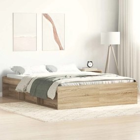 vidaXL Πλαίσιο Κρεβατιού Sonoma Δρυς 135x190 εκ. Double