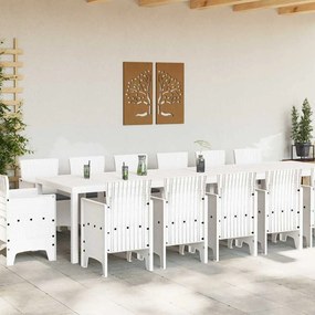 vidaXL Σέτ φαγητού για κήπο 15 pcs Λευκό Rattan Polt