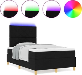 vidaXL LED Κρεβάτι με βάθρο με στρώμα Μαύρο 120 x 200 cm ύφασμα
