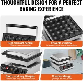 VEVOR 25PCS 43mm Mini Dutch Pancake Maker Commercial Dorayaki Baker 1700W