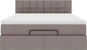 vidaXL Οθωμανικό κρεβάτι με στρώμα Taupe 140x200cm ύφασμα