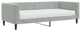 vidaXL Καναπές Κρεβάτι με Στρώμα Ανοιχτό Γκρι 90 x 200 εκ. Βελούδινος
