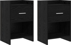 vidaXL Κομοδίνα 2 τμχ. Μαύρη Δρυς 40 x 30 x 60 cm Επεξεργασμένο Ξύλο