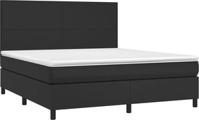 vidaXL Κρεβάτι Boxspring με Στρώμα &amp; LED Μαύρο 160x200 εκ. Συνθ. Δέρμα